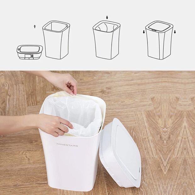 Xiaomi Ninestars Waterproof Induction Trash Can 10 L (White) - 3
