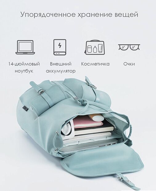 Рюкзак 90 points Commuter Ladies Backpack Laptop Waterproof Nylon Bag (Blue) - 5